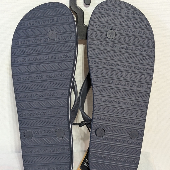 Jack & Jones Mens 9/10 Flip-Flops Blue Red Logo Summer Beach Sandals Thongs - Picture 4 of 6